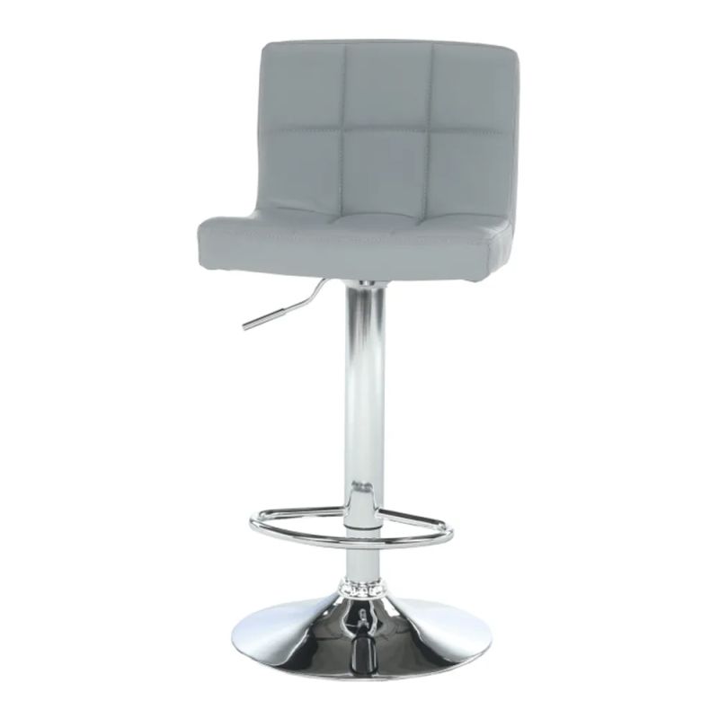 Barová stolička s opierkou sivá ekokoža/chróm