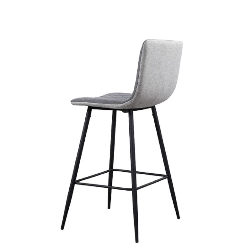 Barová stolička svetlosivá látka s čiernymi nohami 