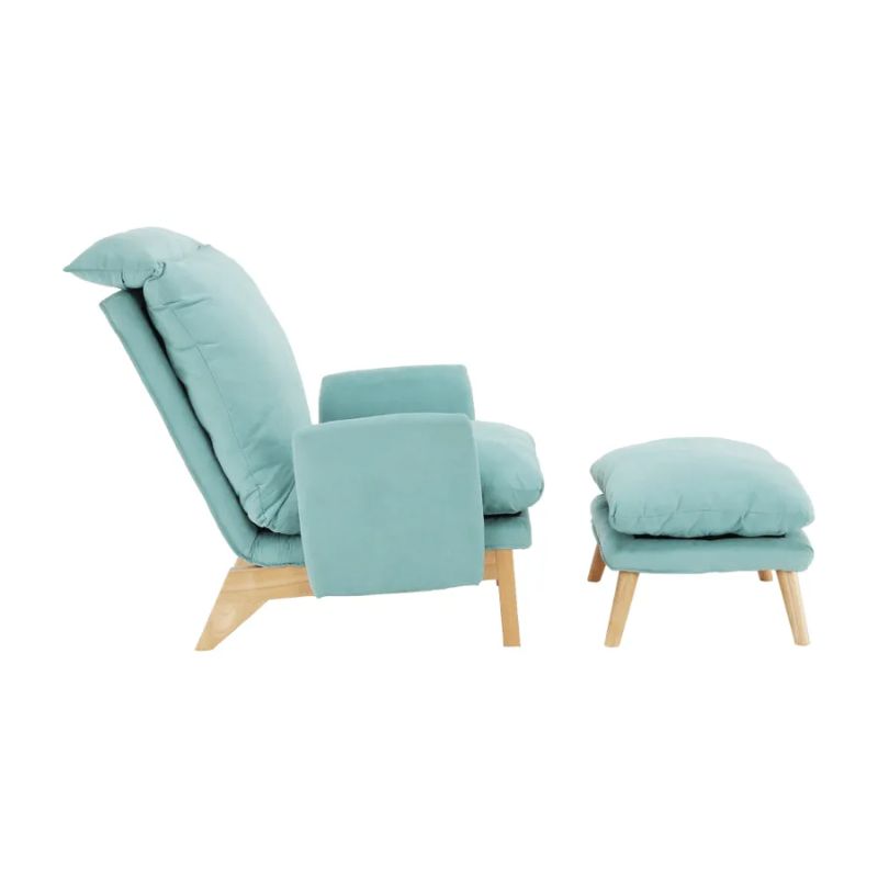 Kreslo s podnožou v mentolovej látke