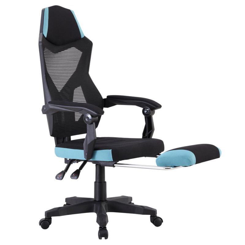 Pohodlné herné kreslo s  výsuvnou podnožou čierna/neomint