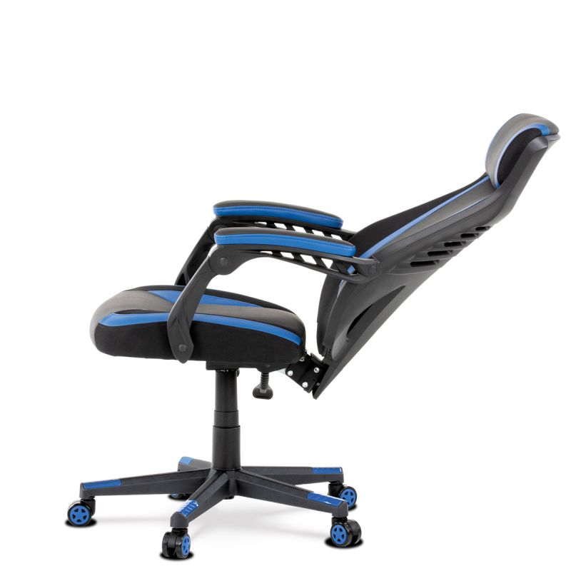 Luxusné herné a kancelárske kreslo čierne s modrými doplnkami