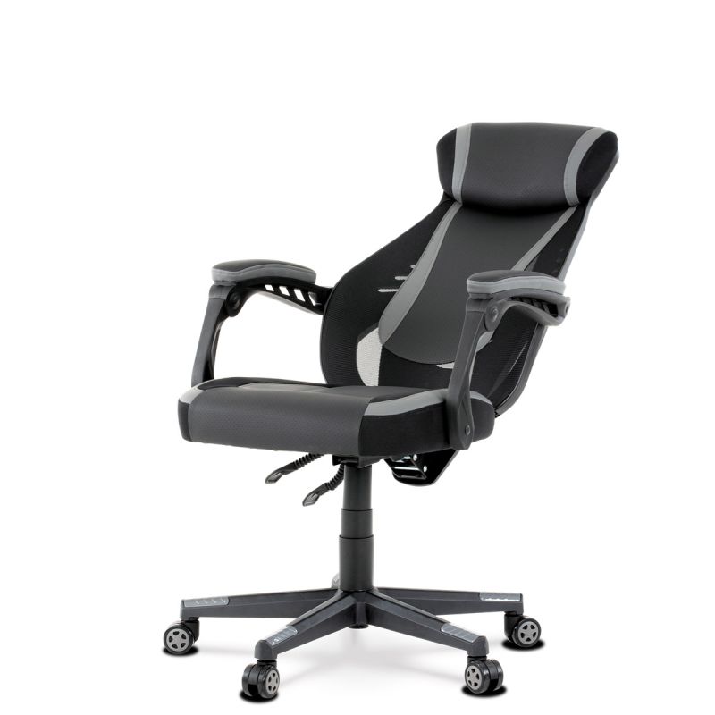 Luxusné herné a kancelárske kreslo čierne so sivými doplnkami