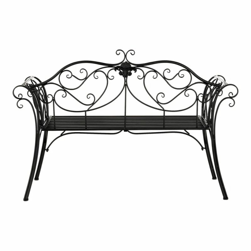 Záhradná kovová lavička čierna