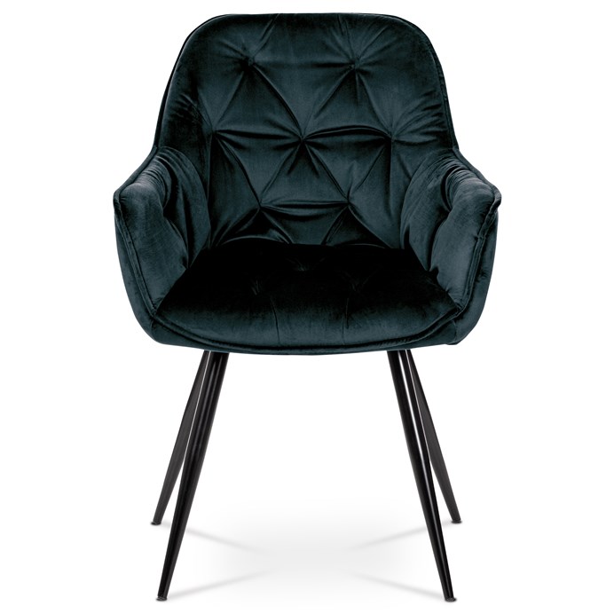 Exkluzívna stolička, modročierna zamatová látka