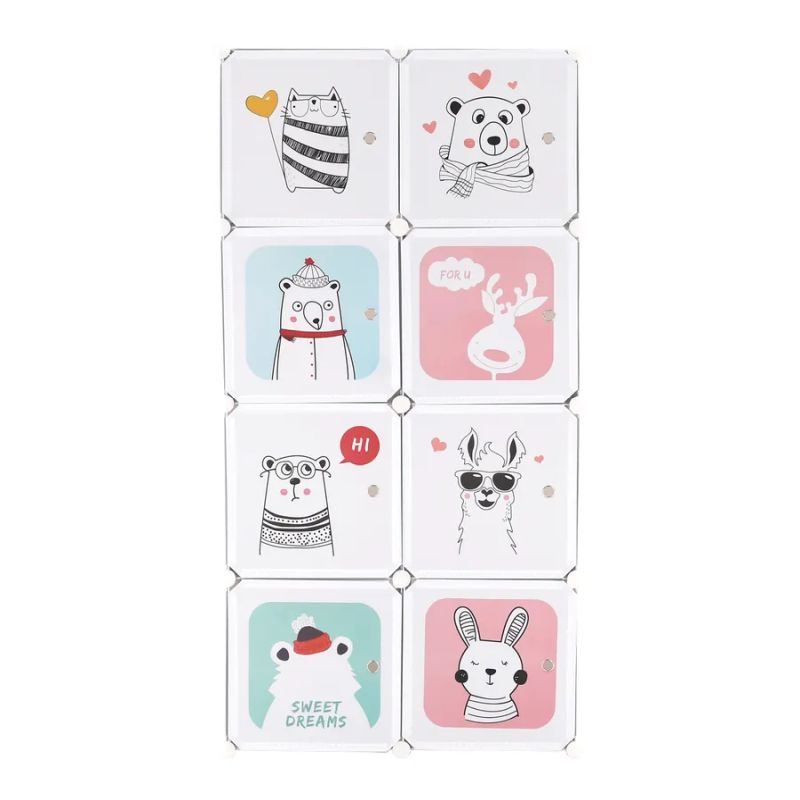 Detská modulárna skriňa, sivý/detský vzor