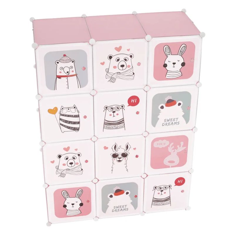 Detská modulárna skriňa, ružová/detská