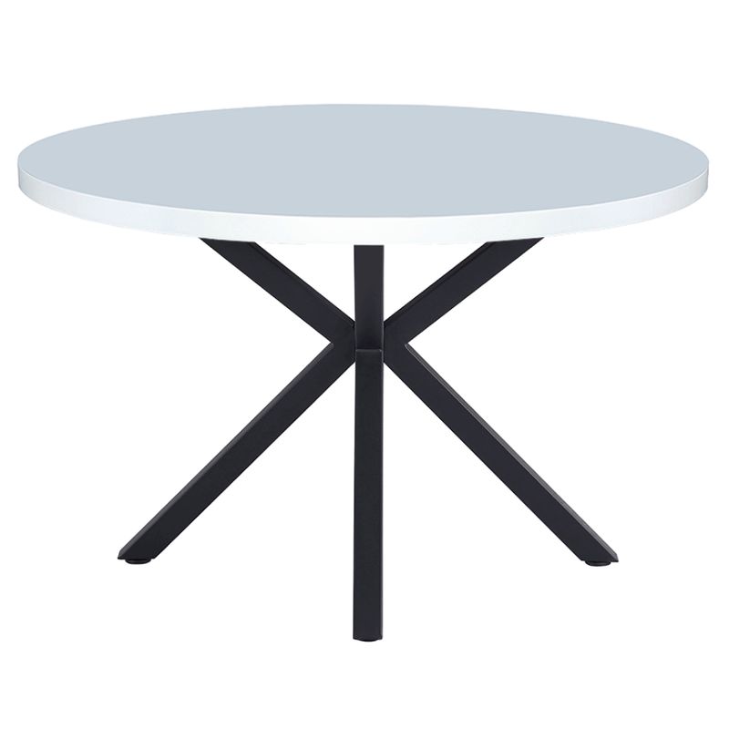 Jedálenský stôl, biela matná/čierna, priemer 120 cm