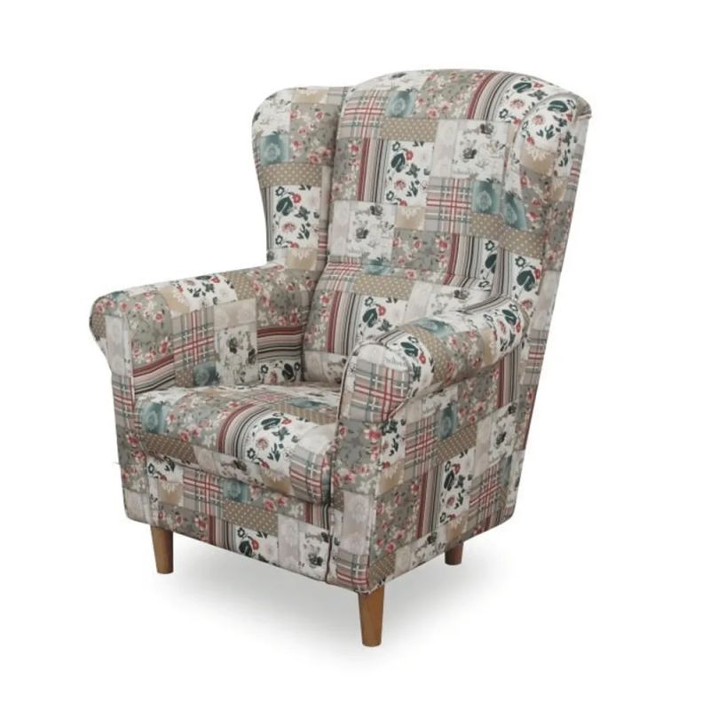 Dizajnový ušiak, s taburetom, látka patchwork Viorica 1