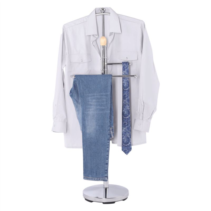 Vešiak/nemý sluha v kombinácií s drevom, chróm/buk