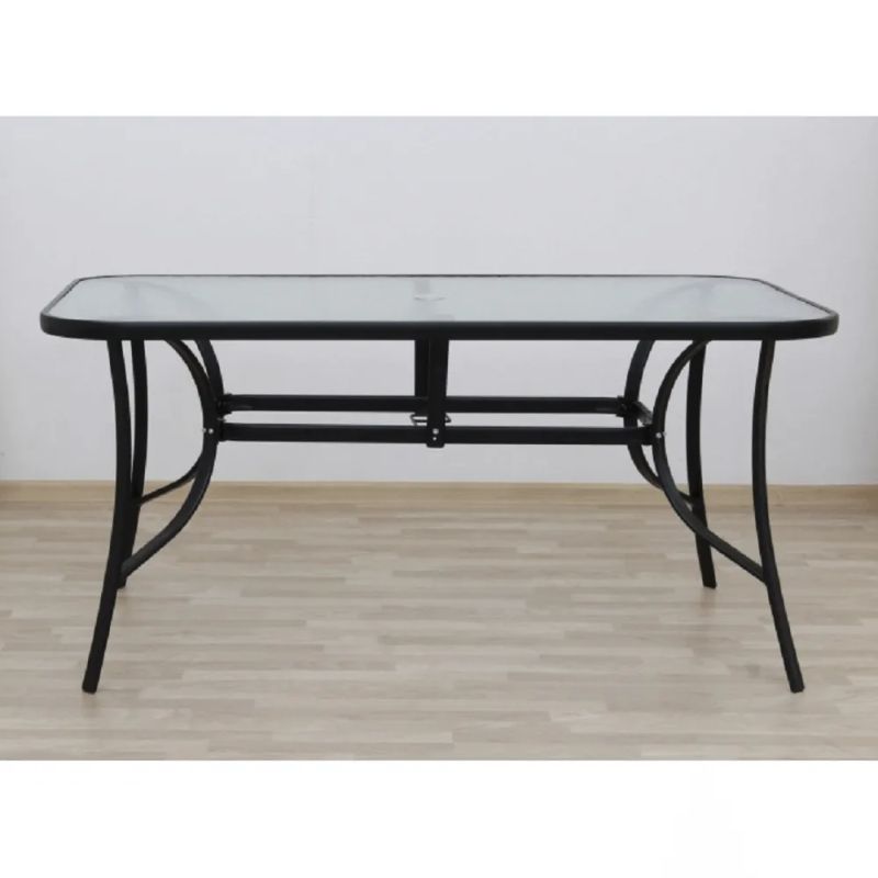 Záhradný stôl, tvrdené sklo/oceľ