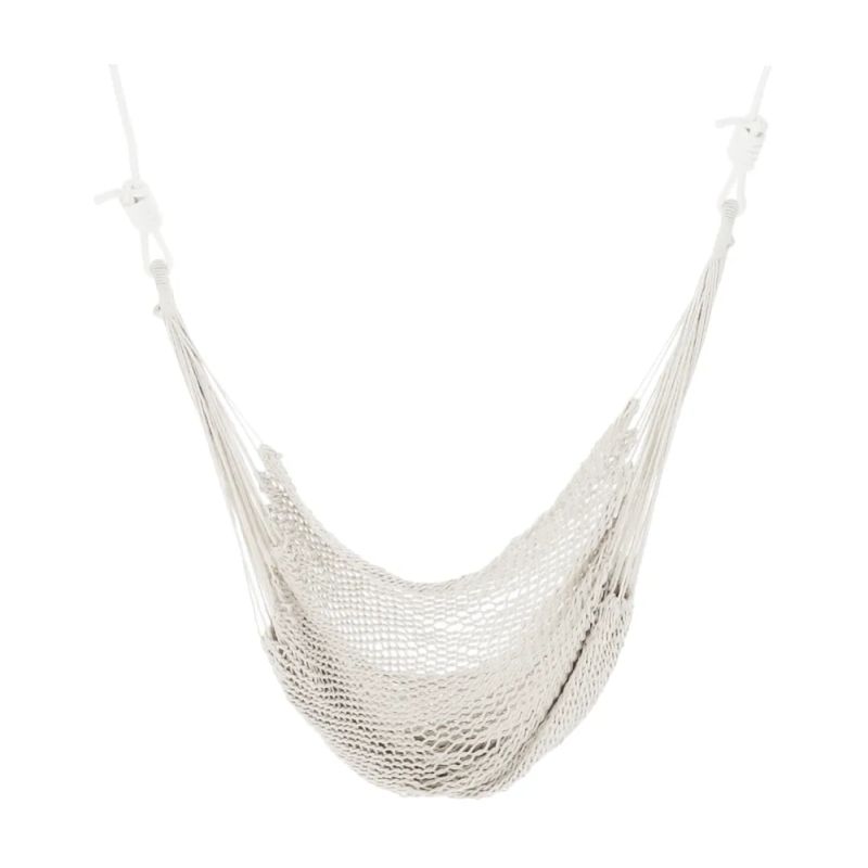 Závesné hojdacie kreslo vyrobené zo siete, biele