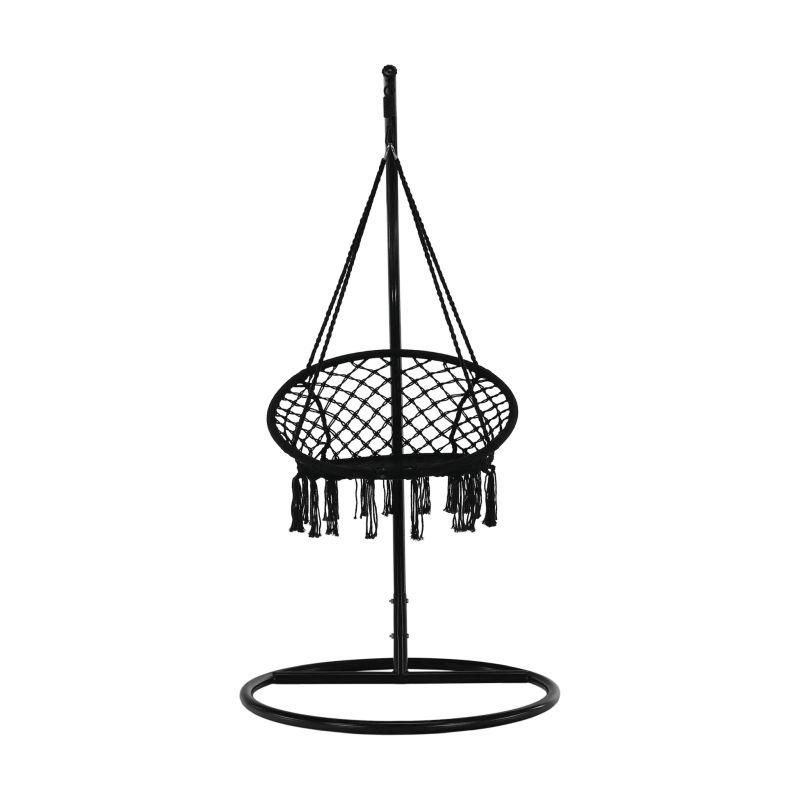 Závesné hojdacie kreslo v čiernej farbe