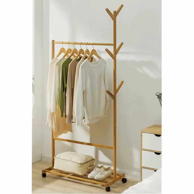 Pojazdný vešiak, bambus, šírka 80cm