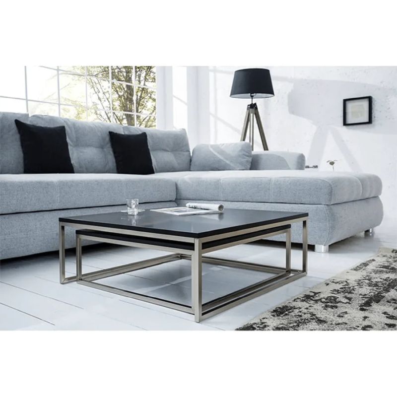 Set dvoch konferenčných stolíkov, čierna/chróm