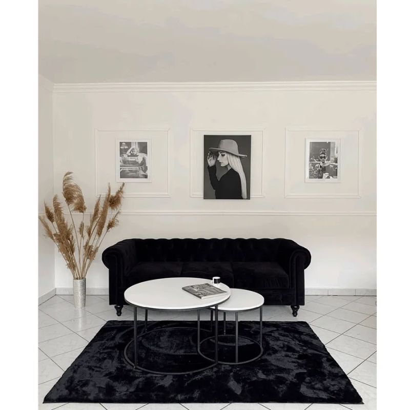 Set dvoch okrúhlych konferenčných stolíkov, biela/čierna