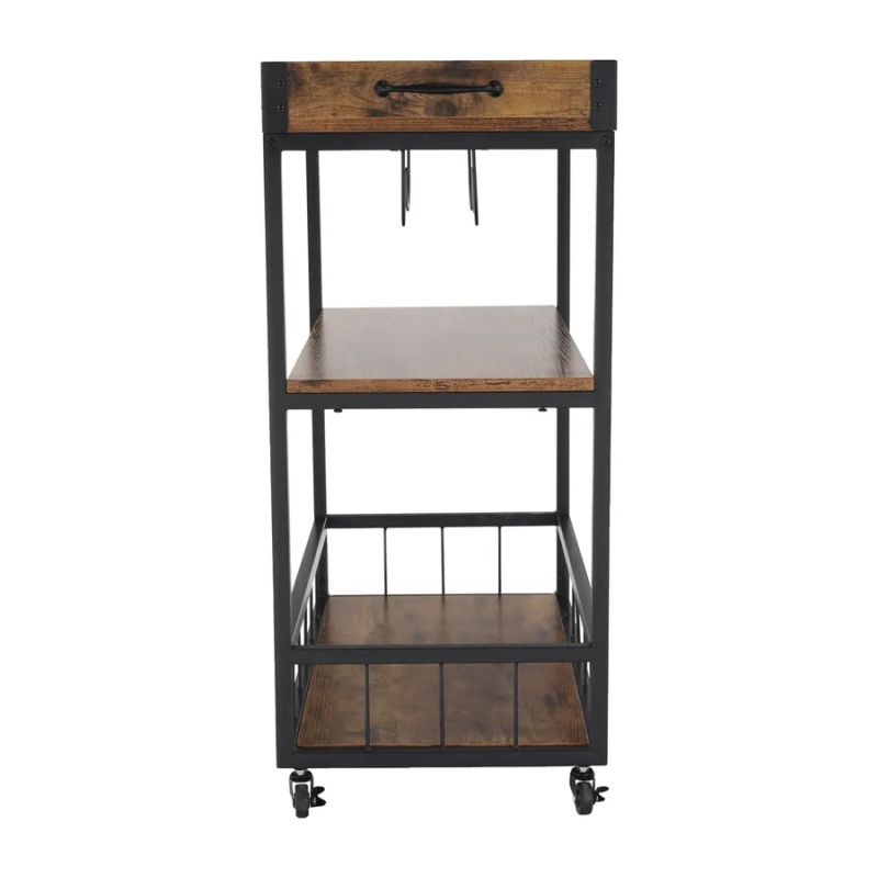 Servírovací vozík, dub smoke/čierna