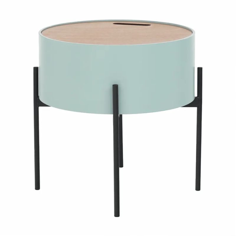 Príručný stolík s úložným priestorom, neo mint/prírodná/čierna