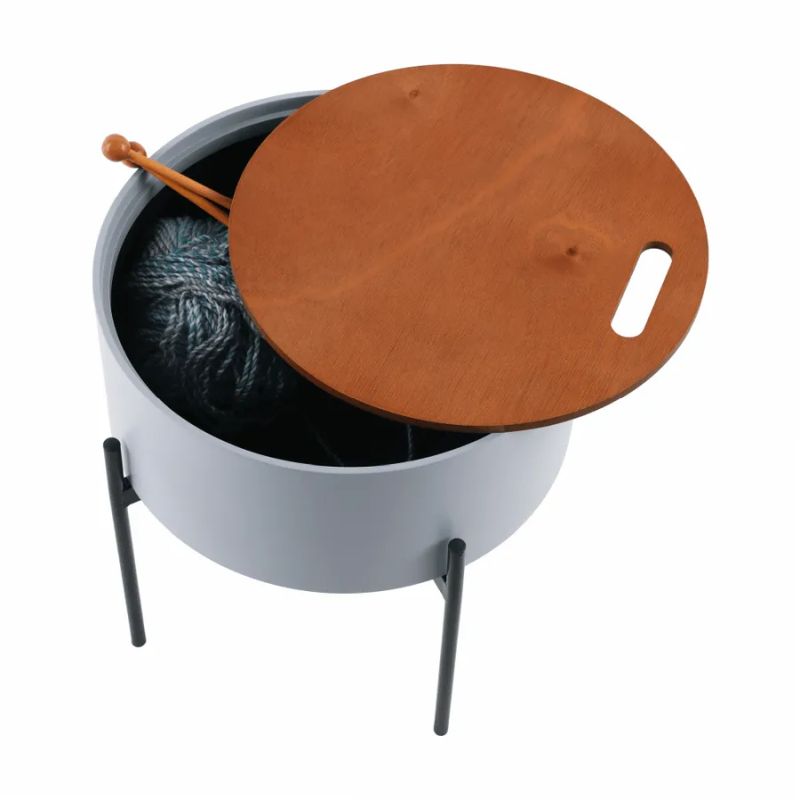 Príručný stolík s úložným priestorom, sivá/prírodná/čierna