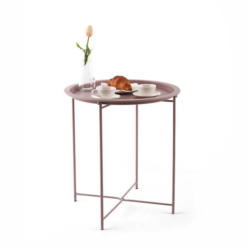 Príručný stolík s odnímateľnou táckou, nude ružový