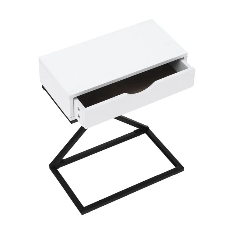 Moderný príručný/nočný stolík, biela/čierna