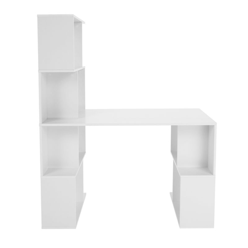 Písací stôl s regálom biely