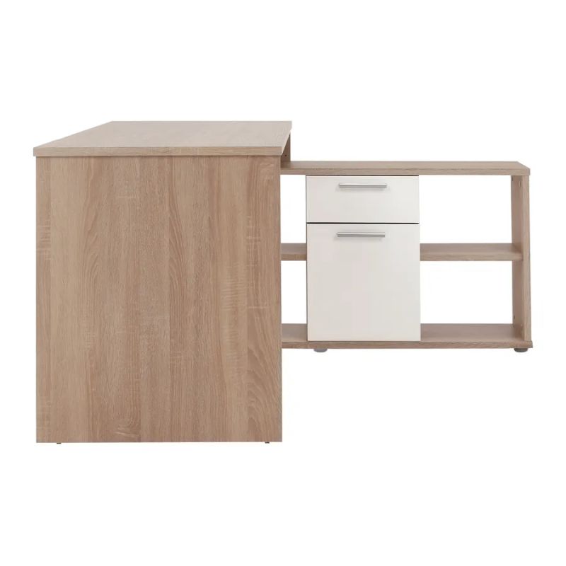 Praktický rohový písací stôl univerzálny, dub sonoma-biela