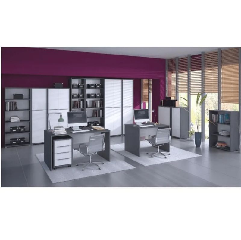 Moderný PC stôl z kvalitnej DTD, grafit/biela, 100cm