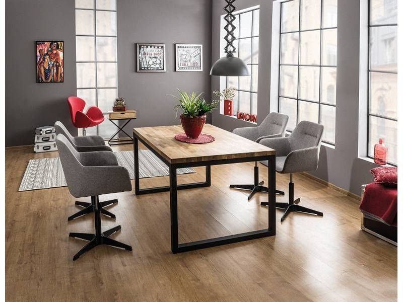 Jedálenský stôl v industriálnom štýle z masívu 150, dub/čierna