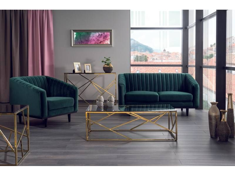 Konferenčný stolík s tvrdeným sklom 55, zlatá