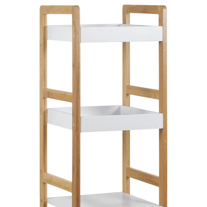 Úložný regál v prírodnej farbe, 4 biele poličky
