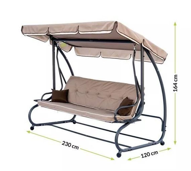 Záhradná hojdačka pre tri osoby, sivá