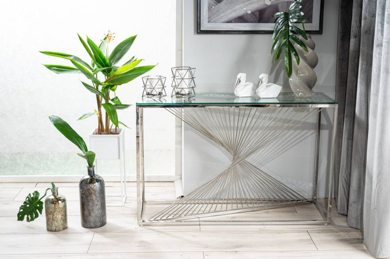 Originálny konzolový stolík, strieborný