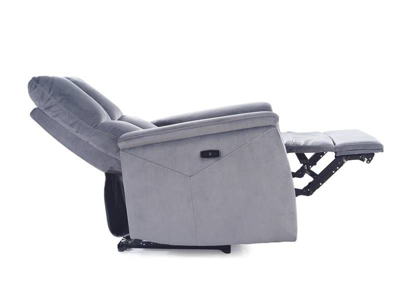 Výnimočné pohodlné kreslo sivé, s elektrickým polohovaním