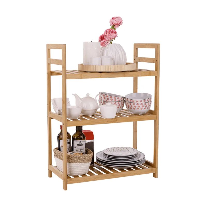 Praktický 3-policový bambusový regál
