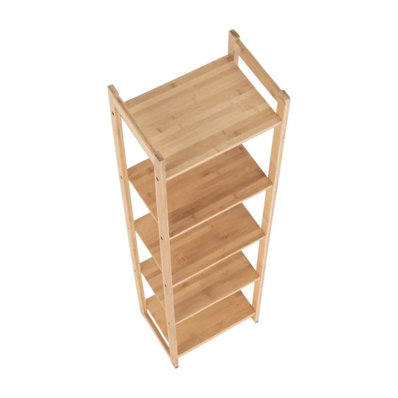 Viacúčelový 5-poličkový regál, prírodný bambus