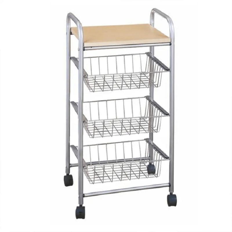 Pojazdný regál s drôtenými košíkmi