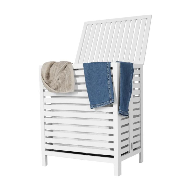 Kôš na bielizeň vyrobený z bambusu biely