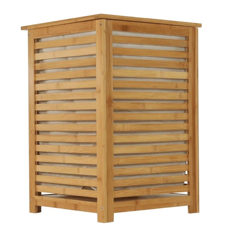 Kôš na bielizeň, lakovaný bambus-béžová