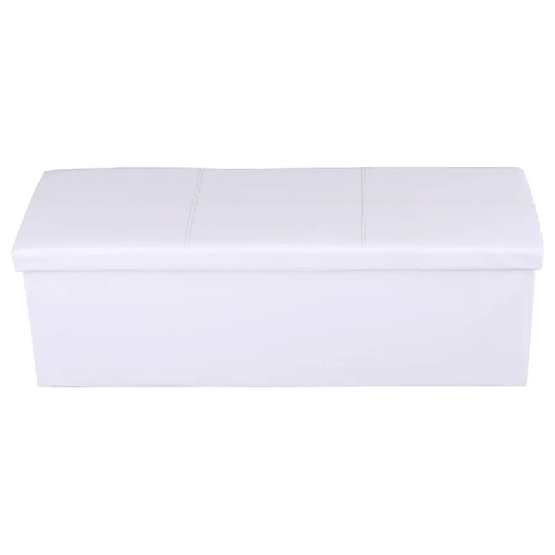 Nadčasový skladací taburet, biela ekokoža