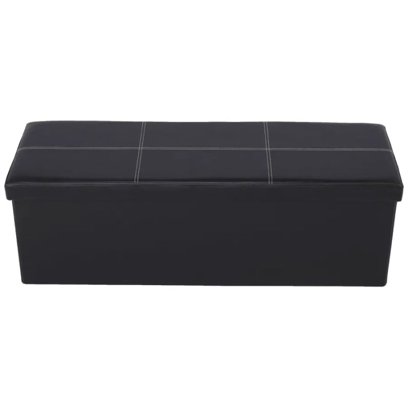 Nadčasový skladací taburet, čierna ekokoža