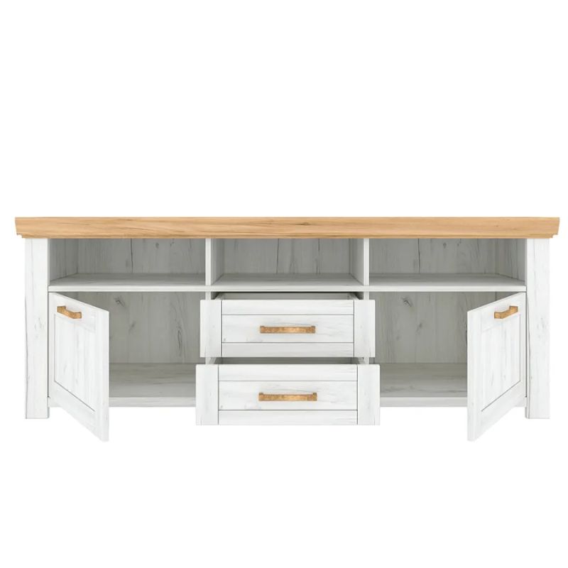 Kombinovaný RTV stolík, dub craft zlatý-dub craft biely