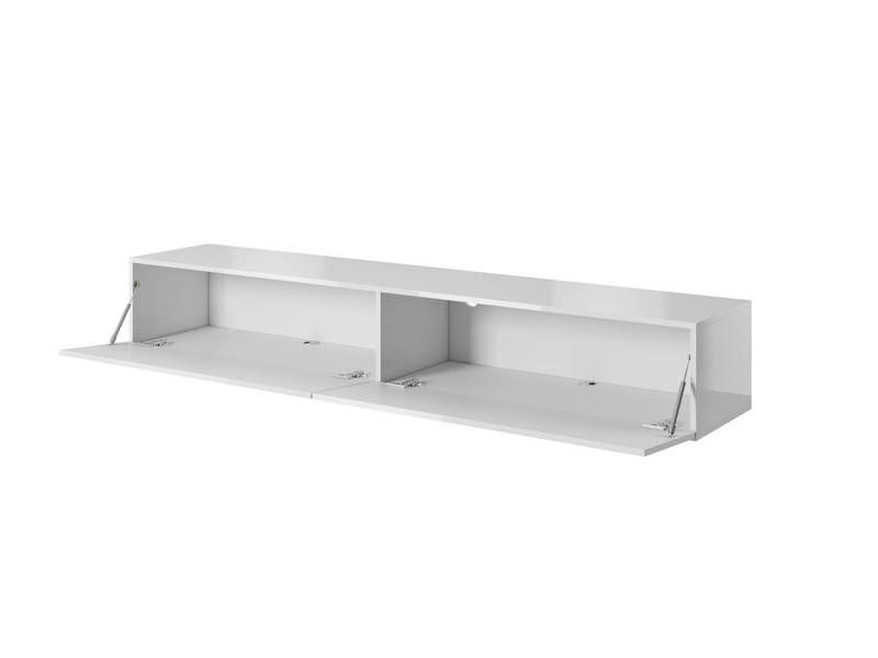 Moderný RTV stolík s dvomi výklopnými dvierkami 200, biely lesk-biely lesk