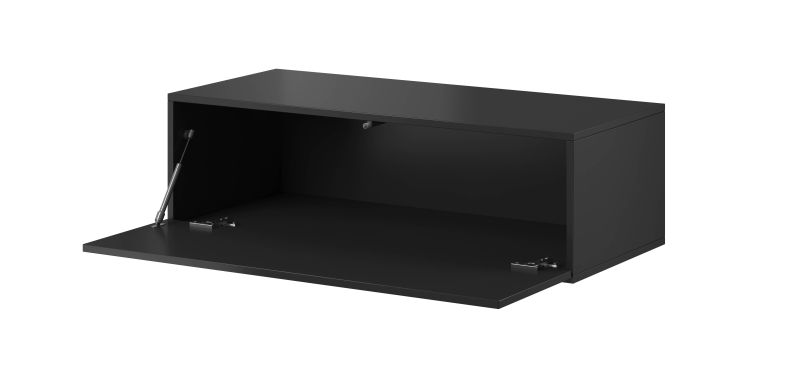 Televízny stolík výklopnými dvierkami 100, čierna-čierny lesk