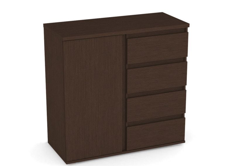 Komoda 4x zásuvka, 1x dvierka - viac farebných prevedení