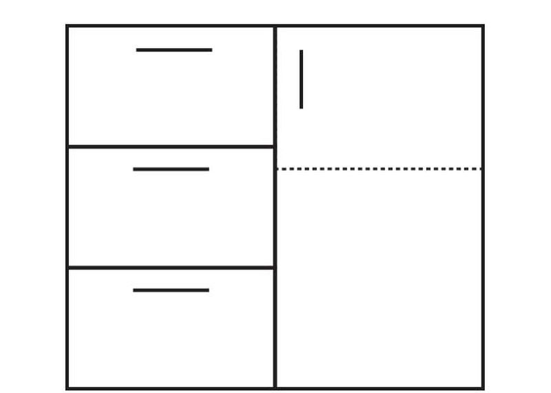 Praktická komoda 3-zásuvková s dvierkami - viac farebných prevedení