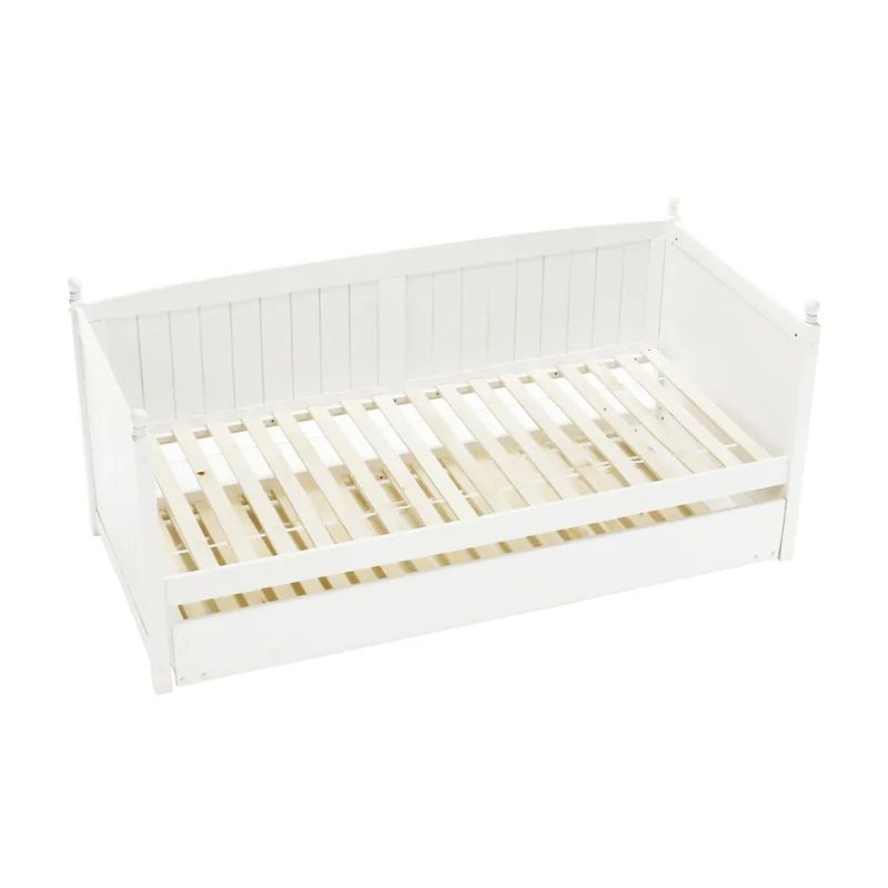 Posteľ s prístelkou 90, borovicové drevo v bielej farbe