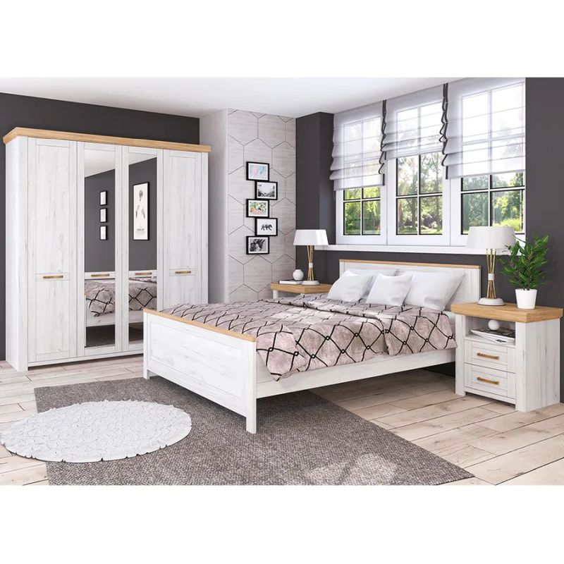 Posteľ manželská 160, dub craft zlatý-dub craft biely