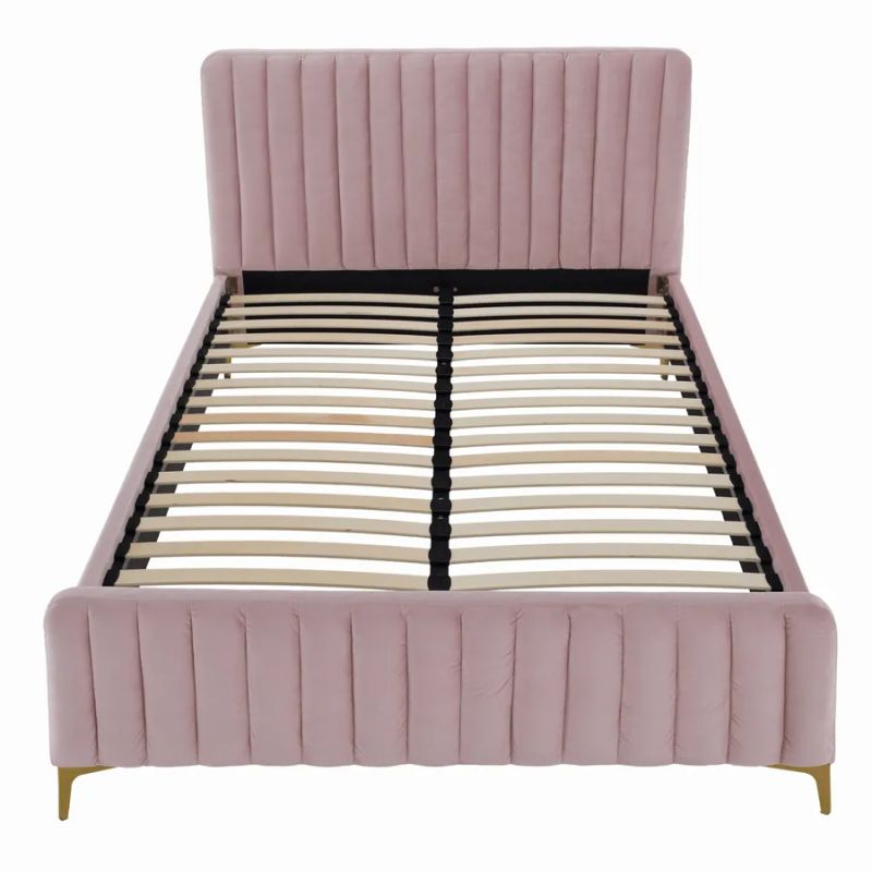 Komfortná čalúnená posteľ 160, ružová-gold chróm zlatý matný