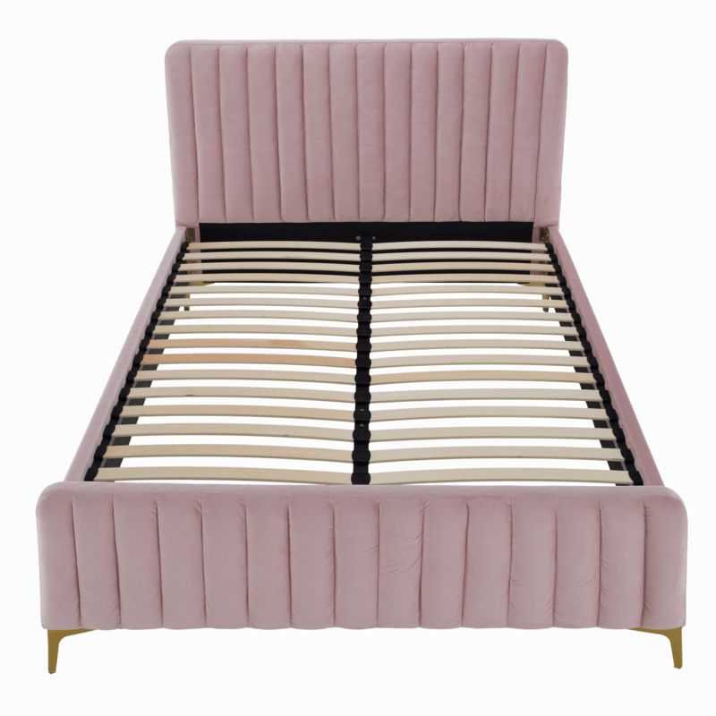 Komfortná čalúnená posteľ 180, ružová-gold chróm zlatý matný