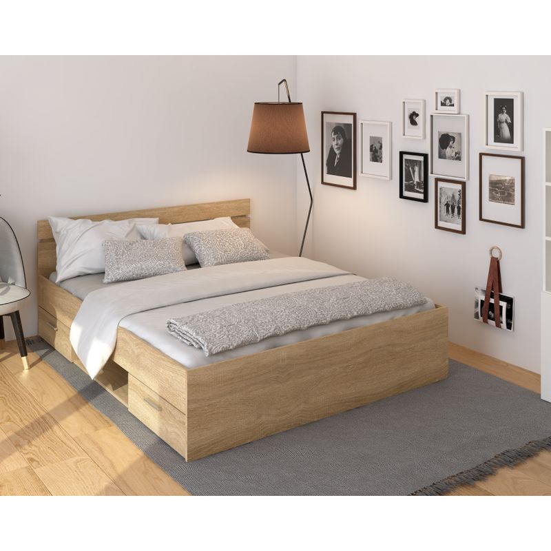 Elegantná posteľ s nádychom šarmu 160, dub sonoma